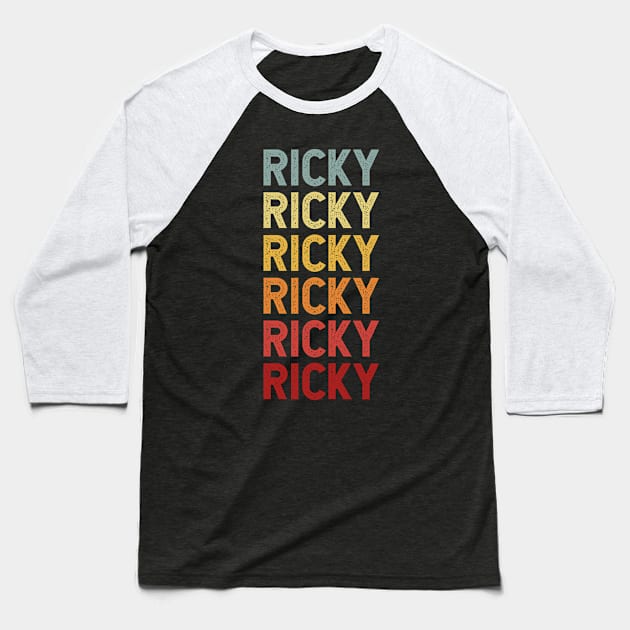 Ricky Name Vintage Retro Gift Named Ricky Baseball T-Shirt by CoolDesignsDz